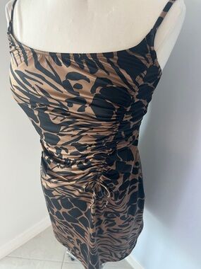 Gottex Jaguar Print Ruched Cover-Up Dress